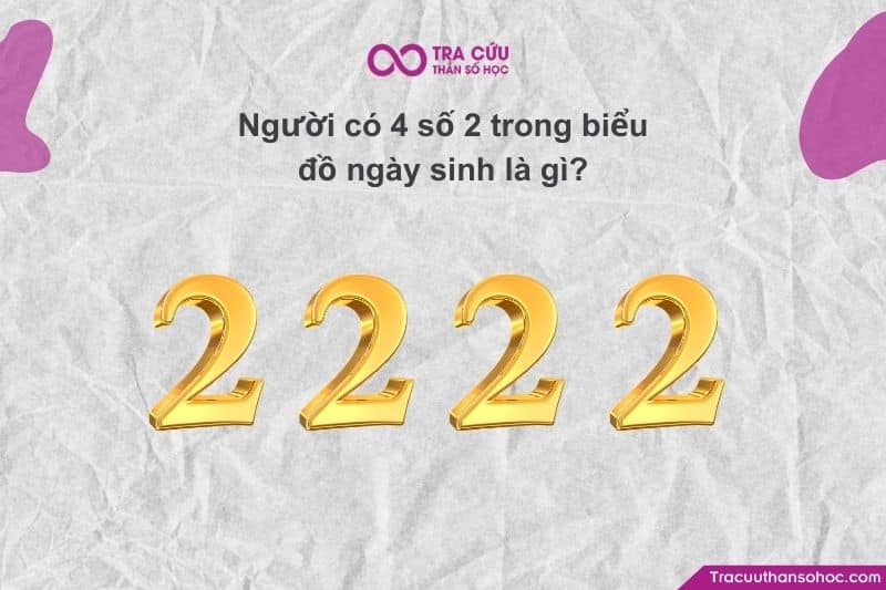 Trường hợp sở hữu bốn số 2 (2222) trong biểu đồ ngày sinh là cực kỳ hiếm. Trường hợp sở hữu bốn số 2 (2222) trong biểu đồ ngày sinh là cực kỳ hiếm.